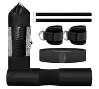Pad Per Hip Thrust Con Barra | Cuscino di Supporto per Fessieri in Sala | Set di Fasce Elastiche e Fascette Caviglia per Squat Curl Forza Gambe Allenamento Peso Casa Panca