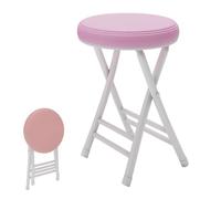 Padded Round Bar Stool, 50 cm High Ergonomic Kitchen Counter High Chair with Footrest, No Assembly Required, Stylish Pink Folding Design for Home and Bistro Use