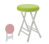 Padded Round Folding Bar Stool, High Kitchen Stools with Footrest, Ergonomic Counter Height Seat, No Assembly Required, 50 cm Light Green