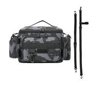 Padded Shoulder Strap Bag, Fishing Gear Organizer, Multi-Compartment Tackle Bag, 35x14x21 cm, Waterproof Fishing Bag with Padded Shoulder Strap and Multi-Compartment Design for Tackle Organization