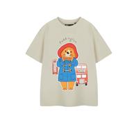Paddington Maglietta per bambini, a maniche corte, beige con orso e autobus rosso, in morbido cotone, per ragazzi e ragazze, perfetta per abbigliamento casual, fan del film, Beige, 5-6 Years