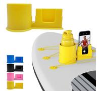 Paddle Board Accessories Cup Holder, Paddle Board Drink Holder and Phone Holders, Plastic Paddles board Cup for Paddles board Lovers, with Drain Hole (yellwo)