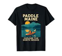 Paddle Maine Camicia Kayak Tramonto Acqua Esplora North Woods Maglietta