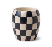 Paddywax Candele profumate Checkmate Artisan Candle in vaso di porcellana riutilizzabile a scacchiera, 311 g, fico nero + oliva