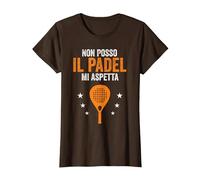 Padel Mi aspetta Divertente Giocatore Paddle Racchetta Maglietta, Donna, Marrone, XL