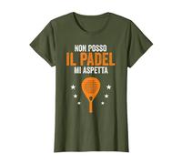 Padel Mi aspetta Divertente Giocatore Paddle Racchetta Maglietta, Donna, Oliva, 3XL