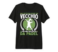 Padelista Vecchio con Racchetta da Padel Tennis Maglietta Premium