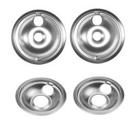Padella a goccia, 4pcs per cucine panna a goccia, padelle da 6 & da 8 pollici, padelle di stufa elettrica in acciaio inossidabile resistente al calore, sostituzione facile da pulire, elettrico