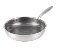 Padella Acciaio Inox Padella antiaderente in acciaio inox, pentole for induzione e gas, wok da cucina in(304 Natural bottom,Outer diameter 28cm)