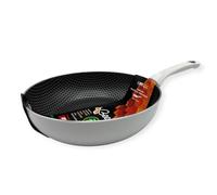 ACCADEMIA MUGNANO Padella Antiaderente anche Induzione Bee Nido D'Ape Alta Bianca 32 cm