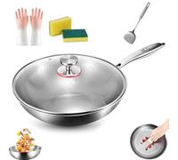 Padella antiaderente da 30,5 cm con coperchio, pentola multifunzione per tutti i piani cottura e forno, antigraffio, compatibile con induzione, lavabile in lavastoviglie