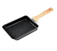 Padella antiaderente for frittata giapponese Tamagoyaki rettangolare con manico antiscottatura staccabile for tutti i fornelli(Black-iron-spatula)