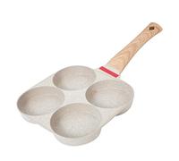 Padella Antiaderente For Uova Da 4 Tazze Con Coperchio Ribaltabile, Cuoci-pancake In Alluminio Spatola E Pennello, Cottura Di Hamburger Frittate(White)