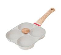 Padella Antiaderente For Uova Da 4 Tazze Con Coperchio Ribaltabile, Cuoci-pancake In Alluminio Spatola E Pennello, Cottura Di Hamburger Frittate(White W Lid set)