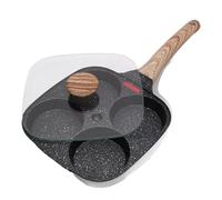 Padella Antiaderente For Uova Da 4 Tazze Con Coperchio Ribaltabile, Cuoci-pancake In Alluminio Spatola(Black with cover)