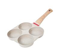 Padella antiaderente for uova da 4 tazze con coperchio ribaltabile, cuoci-pancake in alluminio spatola e pennello, cottura di hamburger frittate(White)