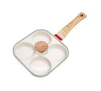 Padella Antiaderente For Uova Da 4 Tazze Con Coperchio Ribaltabile, Cuoci-pancake In Alluminio Spatola(Beige without cover)