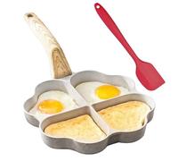 Padella antiaderente in alluminio, 20 cm, cuore bianco, padella a quattro scomparti, gas e induzione, padella per la colazione con uova fritte