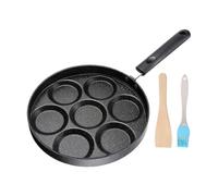 Padella antiaderente per 7 tazze per hamburger con spatola per pennello | Padella antiaderente per colazione, frittate, pancake, chef, campeggio, cucina a casa