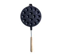 Padella antiaderente per biscotti in noce con manico in legno per cialde e pasticcini in lega di alluminio da cucina a forma ovale