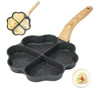 Padella Antiaderente Per Frittata, Padella Per Uova, Frittata Antiaderente A Forma Di Cuore Da 4 Tazze Con Manico In Legno, Pentola Per Colazione Facile Da Pulire Per Cucinare Uova, Compatibile Con F