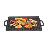 Padella antiaderente Piastra grill in ghisa, piastra in ghisa rigata e piatta Applicabile universalmente per cucine a gas e griglie a induzione nella piastra grill all'aperto per grill a gas