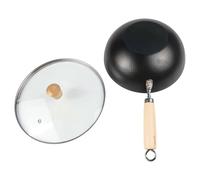 Padella Antiaderente Wok 26CM Ferro da Stiro con Coperchio in Vetro per Tutte le
