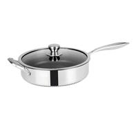 Padella bordo alto 28 cm rivestimento a nido d'ape manico lungo e coperchio