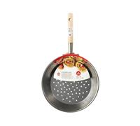 Padella Castagne New In Ferro Con Manico Legno, 30 Cm, Argento E Marrone