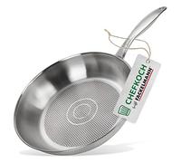 Padella Chefkoch Ø28 cm Monaco con base a nido d'ape - Padella in acciaio inox di alta qualità - Adatta a tutti i tipi di fornelli (anche a induzione)