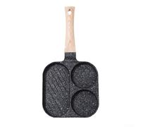 Padella componibile con rivestimento in granito, 3 scomparti, per la colazione, non friggitrice, per omelette, pancake, stufe elettriche a gas, colore nero (nero)