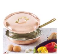 Padella con 1 manico Ø 20xh5 cm - 1,35 lt realizzata in rame massiccio liscio. stagnato a mano Spessore alto oltre 1 mm Linea Traditional rame