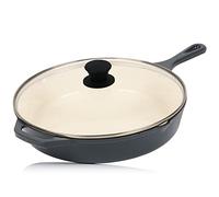 Padella con coperchio smaltato | Ø 29,5 cm | Blue Berry | Universale, coperchio per grigliare, in ghisa