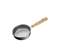 Padella con fondo piatto in acciaio inossidabile resistente alla ruggine con manico in legno Padelle in acciaio inossidabile per friggere padella antiaderente