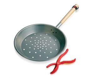PADELLA FORATA DI FERRO CON TAGLIACASTAGNE DIAMETRO 24 CM DELLA SNIPS