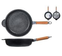Padella H&H alta antiaderente pietra manico in legno Cm 30