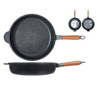Padella H&H alta antiaderente pietra manico in legno Cm 32