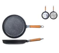 Padella H&H in alluminio pressofuso manico in legno, diametro 28 Cm