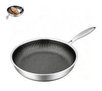 Padella ibrida antiaderente resistente ai graffi con coperchio, padella multistrato compatibile con induzione con distribuzione uniforme del calore per la cucina casalinga quotidiana(Without cover,30)