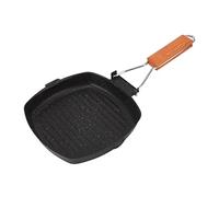 Padella In Acciaio Al Carbonio, Padella Antiaderente Con Manico Pieghevole In Faggio, Padella Divisa Riutilizzabile, Padella A Risparmio Energetico Per Uso Domestico All'aperto Per(28x28 cm)