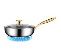 Padella in acciaio, con coperchio trasparente, struttura a d'ape per bistecca e torte calde, compatibile con tutte le fonti di calore, fornelli a induzione, campeggio e