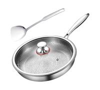 Padella in acciaio in titanio - padella antiaderente con coperchio e spatola, set di utensili da cottura | MODERNO DESIGN CARME Conduttiva, tema bruciante in cucina, strumento di chef versatile, cottu