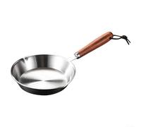 Padella in acciaio inox, antiaderente con manico in legno, compatibile con vari piani cottura per diversi metodi di cottura (12 cm)