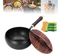 Padella in ghisa non rivestita, padella universale, padella in ferro antiaderente forgiata a mano con coperchio, adatta a tutti i tipi di cottura(28cm/Hammer Pattern)