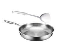 Padella in metallo con spatola, set di pentole non attacchi, resistente ai graffi, per tutti i fornelli, facile da pulire, design martellato, padella in titanio