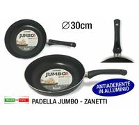 Zanetti Padella antiaderente Jumbo 30 cm – alluminio nero, fondo rettificato, forma alta