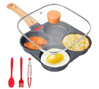 Padella Pancake con Coperchio Padella Antiaderente per Frittata a 4 Stampi in