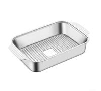 Padella per arrosto per pesce in acciaio inox, per uso domestico, con corpo profondo e due orecchie laterali per piano cottura a induzione (+ sopra)