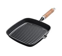 Padella per Bistecca Antiaderente in Ghisa Resistente 22 Cm per Interna Padella Perfetta per Bistecca con Manico in Legno