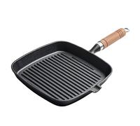 Padella per Bistecca Antiaderente in Ghisa Resistente 22 Cm per Interna Padella Perfetta per Bistecca con Manico in Legno